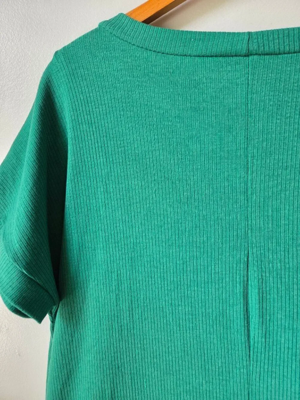 EUC STACCATO GREEN CAP SLEEVES RIBBED T SHIRT DRESS SHORT SZ L